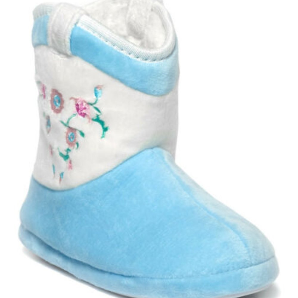 Girls Plush Cowboy Kids' Slipper Boots TEAL XL 4